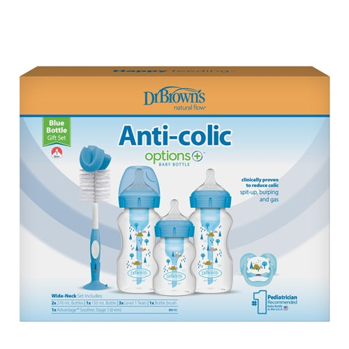 Dr Brown's Wide Neck Anti-Colic Options+ Bottles Blue Gift Set