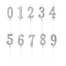 Glitter Silver Numbered Candles