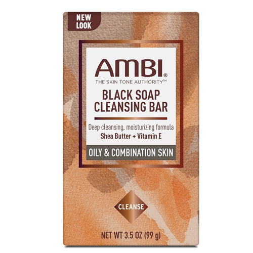 Ambi The Skin Tone Authority Black Soap Cleansing Bar, Shea Butter + Vitamin E - Oily & Combination Skin 99g