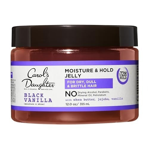 Carol's Daughter Black Vanilla Moisture and Hold Jelly, Hair Gel For Dry Hair with Shea Butter, Jojoba and Vanilla, 12 Fl Oz