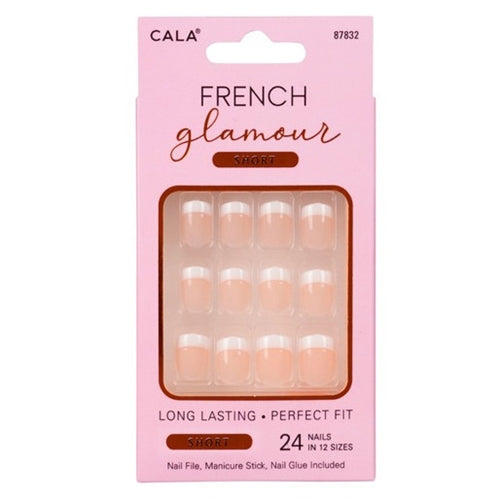 Cala French Glamour Press On Nails, 24's Nail Glue Included