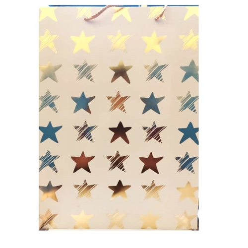 Paper Gift Bag, Jumbo Assorted Stars Designs