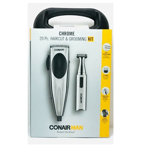 Conair Chrome 20 Piece Haircut & Grooming Kit Clipper with Trimmer