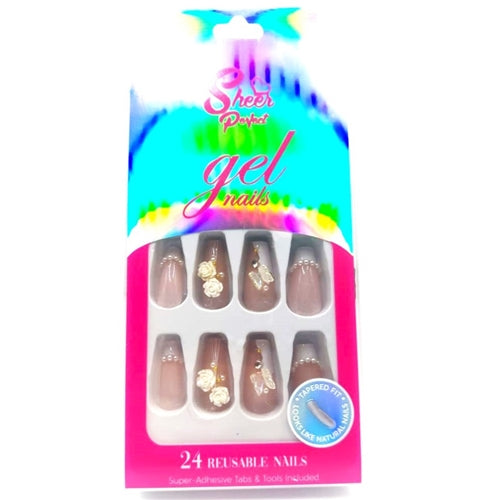 Sheer Perfect Gel Press On Nails - 24 Reuseable Nails