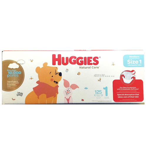 Huggies Natural Care Stage 1 Newborn Diapers, Xtra Care Technology 125