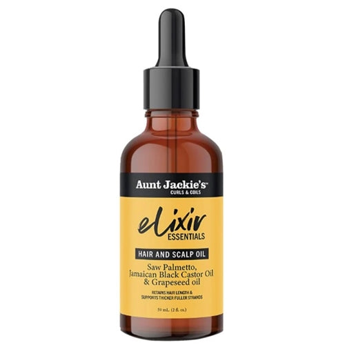 Aunt Jackie's Elixir Essentials: Saw Palmetto, Jamaican Black Castor Oil & Grapeseed Hair & Scalp Oil 2 fl oz