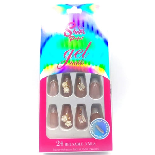 Sheer Perfect Gel Press On Nails - 24 Reuseable Nails