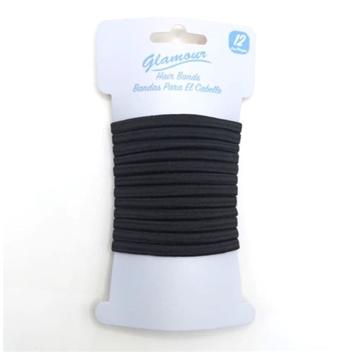 Glamour 12Pc Black Hair Bands