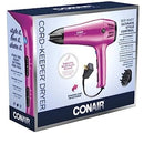 Conair Hair Dryer with Retractable Cord, 1875W Cord-Keeper Blow Dryer