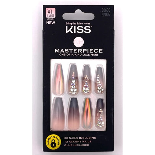 Kiss Masterpiece Xl Coffin Shape Ombré Press On Nails With Accent Rhinestones