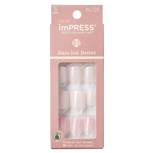 Kiss Impress Press-On Nails - Effortless Finish, Bare But Better, 30ct