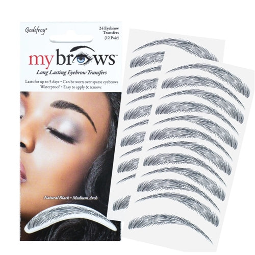 Godefroy My Brows Temporay Eyebrow Transfers, Medium Arch-Natural Blac