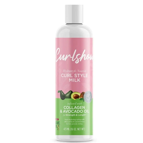 ORS Olive Oil Curlshow Curl Style Milk Infused with Collagen & Avocado Oil for Strength & Length 16oz