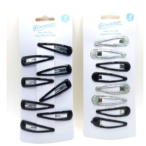 Glamour 8Pc Snap On Hair Clips