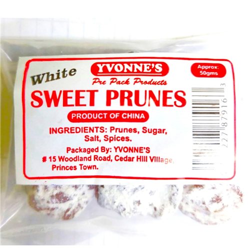 Yvonne's Sweet White Prunes 50g