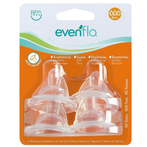 Evenflo 8 Months + 4 Pack Nipples, BPA Free