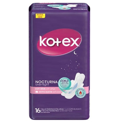 Kotex Overnight Pads With Wings, 16ct