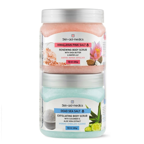 Skin-aid-medics Himalayan Pink Salt + Dead Sea Salt 2 Pack Body Scrub 20oz