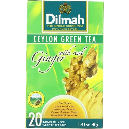 Dilmah Ceylon Green Tea With Ginger 20 Count, 40g