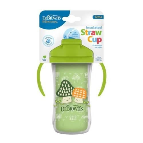 Dr. Brown's Milestones Insulated Straw Cup, Green 12m+ 300ml