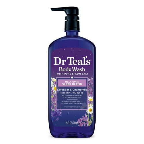 Dr Teal's Body Wash With Pure Epsom Salt, Melatonin Sleep Blend, Lavender & Chamomile 24 oz