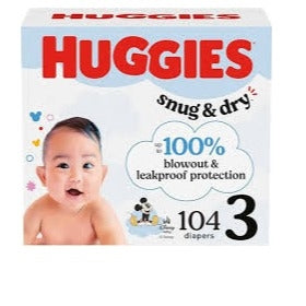 Huggies Size 3 Diapers, Snug & Dry Baby Diapers,104's