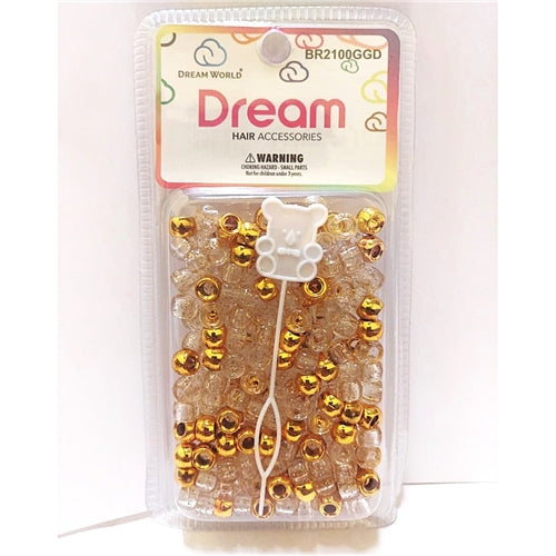 Dream World 8MM Gold & Clear Beads