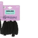 Expressions Waved All Black Hair Elastics - 6pcs