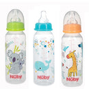 Nuby Standard Neck Tinted Bottle, 8 Ounce, Single Bottle, Colors/Patterns May Vary