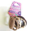 Glamour 6pcs Brown Tone Hair Ties