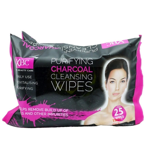 XBC Purifying Charcoal Cleansing Facial Wipes - Twin Pack