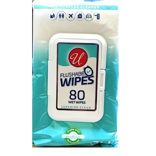 U Flushable Wipes -80 Wet Wipes Superior Clean