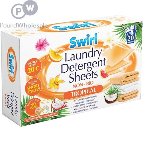 Swirl Non-Bio Laundry Detergent Sheets, 20 Sheets