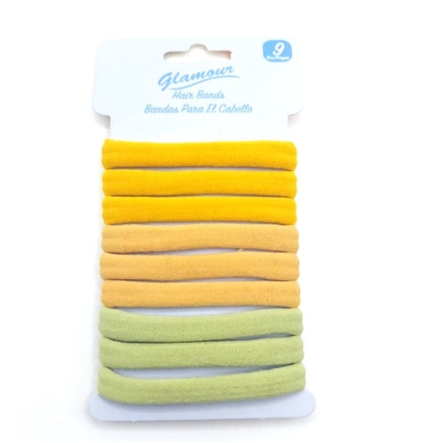 Glamour 9Pc Colored Hair Ties