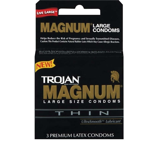 TROJAN Magnum Thin Lubricated Condoms, 3 Count