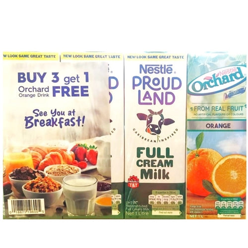 Nestle Buy 3 Get 1 Free Reconstituted Milk + Orchard Orange 1L