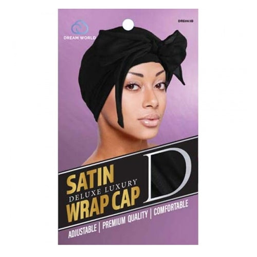 Dream World Satin Deluxe Luxury Wrap Cap - Black