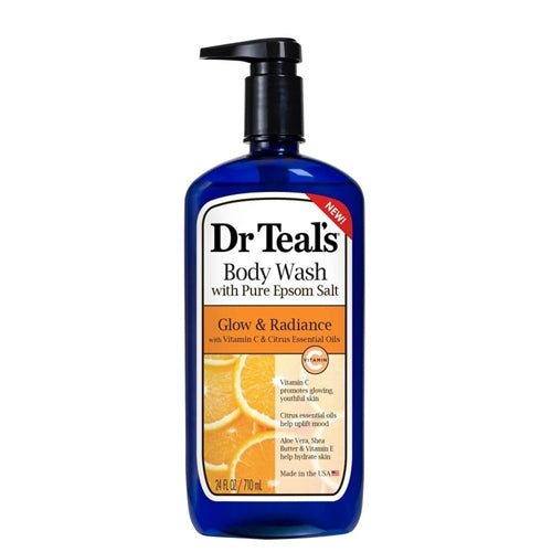 Dr Teal's Body Wash With Pure Epsom Salt, Glow & Radiance With Vitamin C & Citrus 24 oz