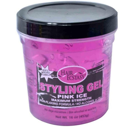 Hair Ecstasy Pink Ice Maximum Strength Styling Gel 16 oz