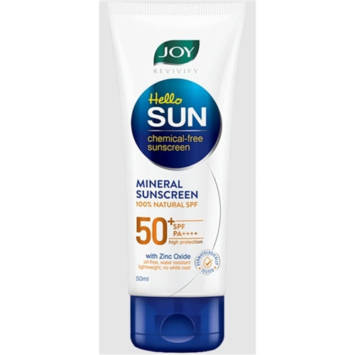 Joy Revivify Hello Sun Mineral Sunscreen - SPF 50, PA++++, Chemical Free, 50 ml