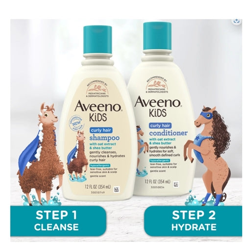 Aveeno Kids Curly Hair Products with Shea Butter, Gentle Scent - 12 fl oz