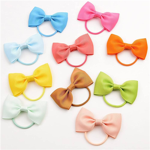 Hair Ties With Bow - Colored Assorted