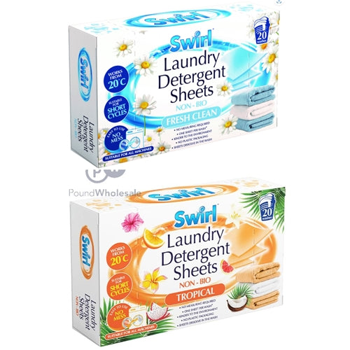 Swirl Non-Bio Laundry Detergent Sheets, 20 Sheets