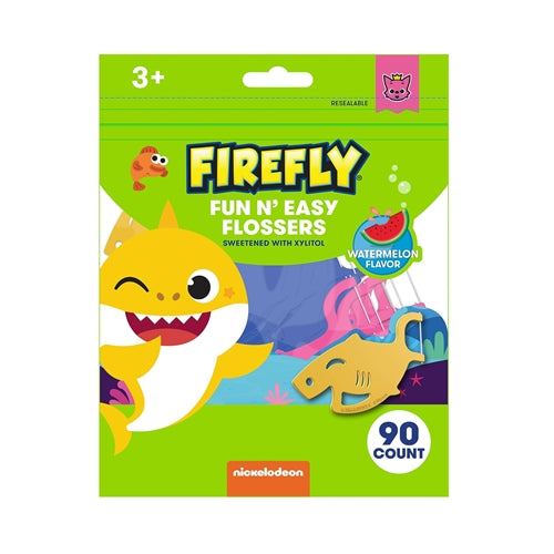 Firefly Kids' Flossers, Ages 4-12, Pack of 90 Baby Shark Watermelon Flavor