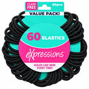 Expressions Black Elastic Hair Ties-60ct