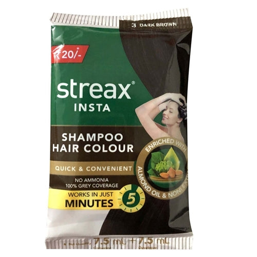 Streax Insta Shampoo Hair Colour 25 Ml - Dark Brown Sachet
