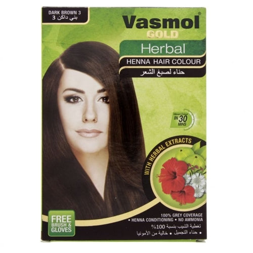 Vasmol Gold Herbal Henna Hair Colour, 100% Grey Coverage