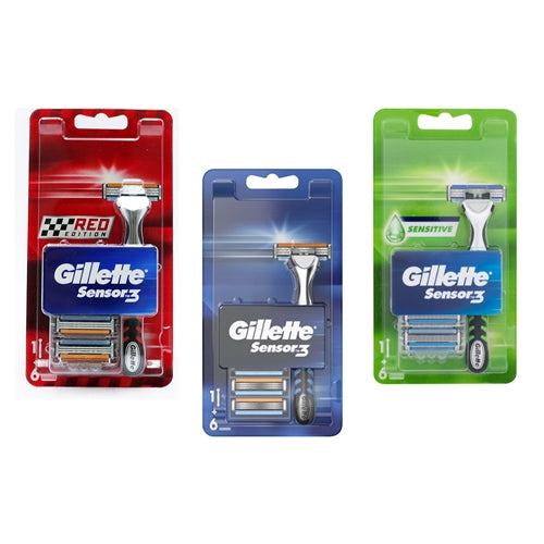 Gillette Sensor3 Shaving Razor + 6 Refill Shaving Blades