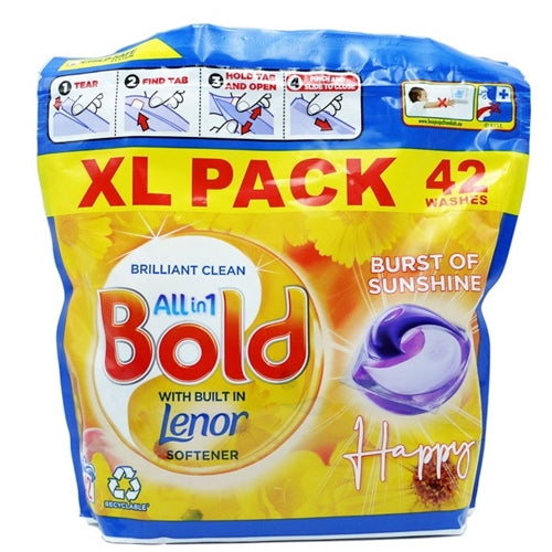 Bold All In 1 Laundry Capsules With Lenor Burst Of Sunshine - 42pcs.