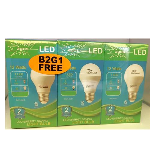 Agos LED Lightening Bulb 12W - BUY 2 GET 1 FREE